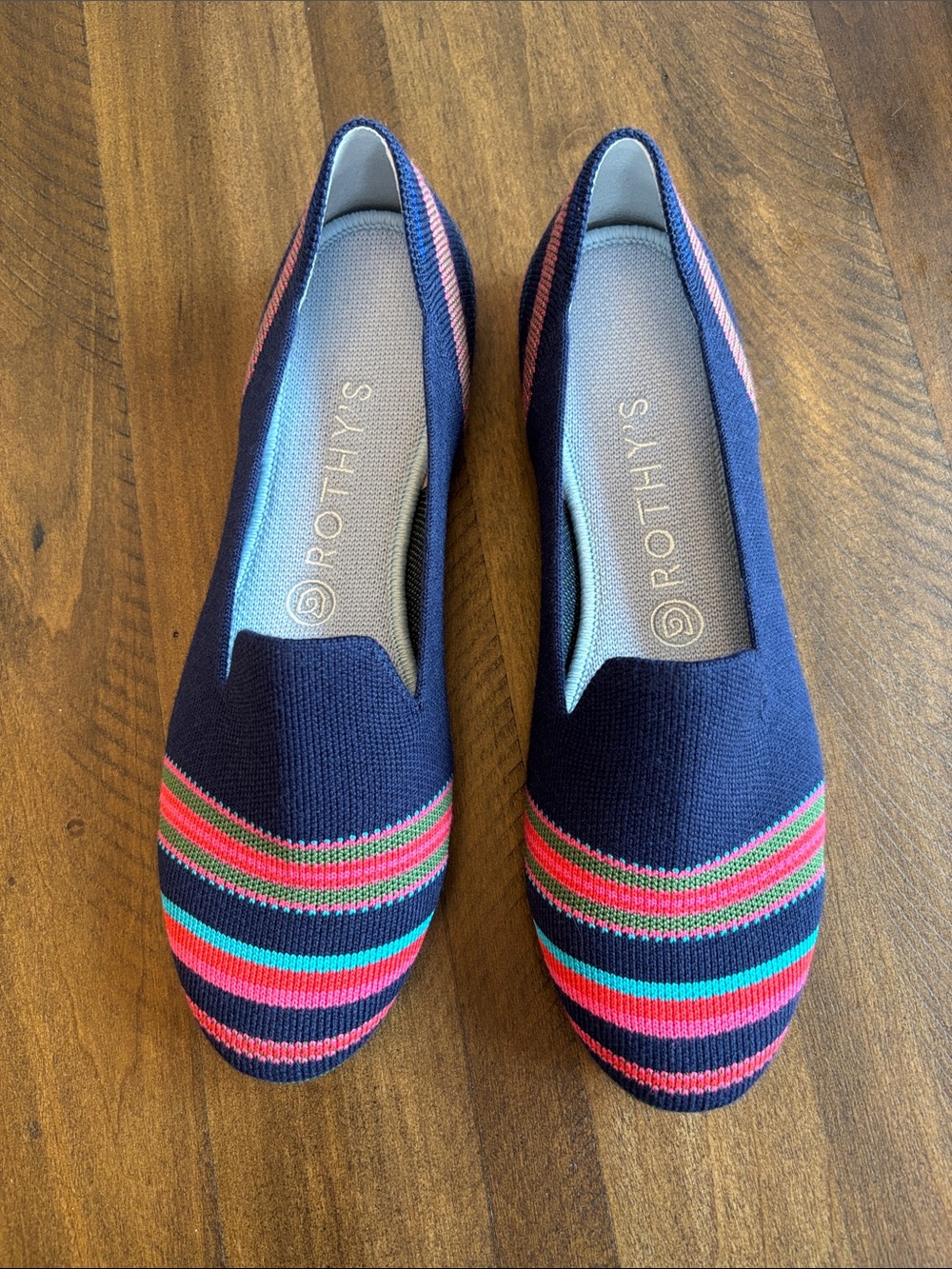 Rothy’s Merino Navy Ribbon Stripe Loafers 8.5